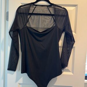 Abercrombie Long Sleeve Mesh Squareneck Bodysuit